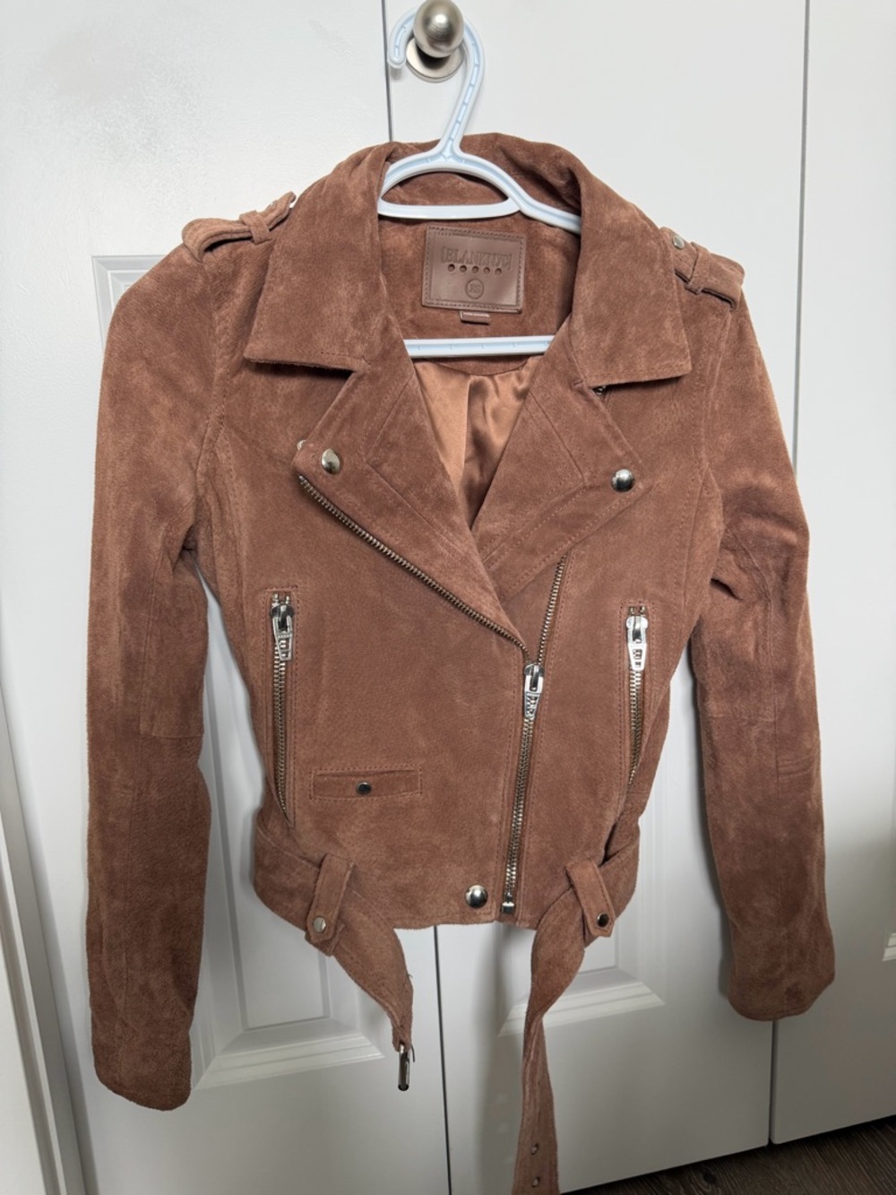 Blank NYC Suede Moto Jacket - Chestnut Brown